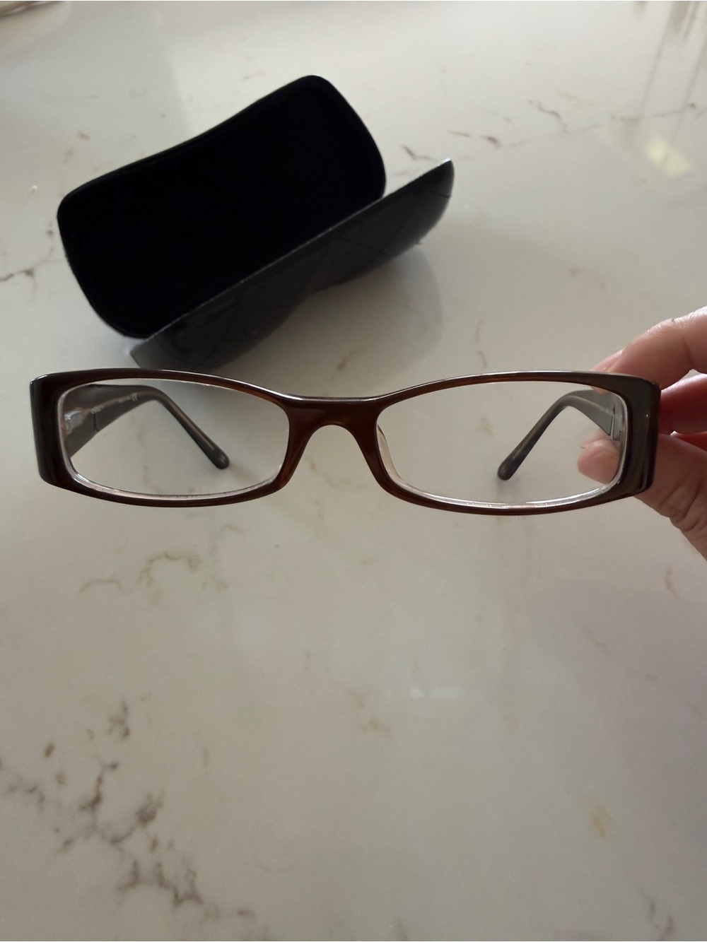 Authentic CHANEL 3102 c.385 Vintage Y2K Brown Rectangular Eyeglasses Frames - Picture 2 of 9